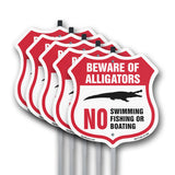 Alligator Warning Shield Sign Beware Of Alligators. No Swimming Fishing Or Boating