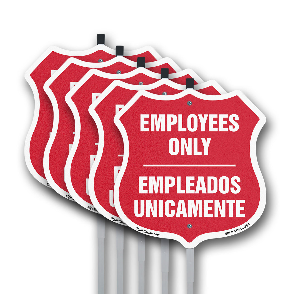 Bilingual Employees Only Shield Sign Empleados Unicamente (English / Spanish)