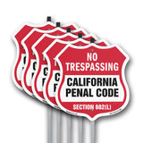 California No Trespassing Shield Sign California Penal Code Section 602(L)