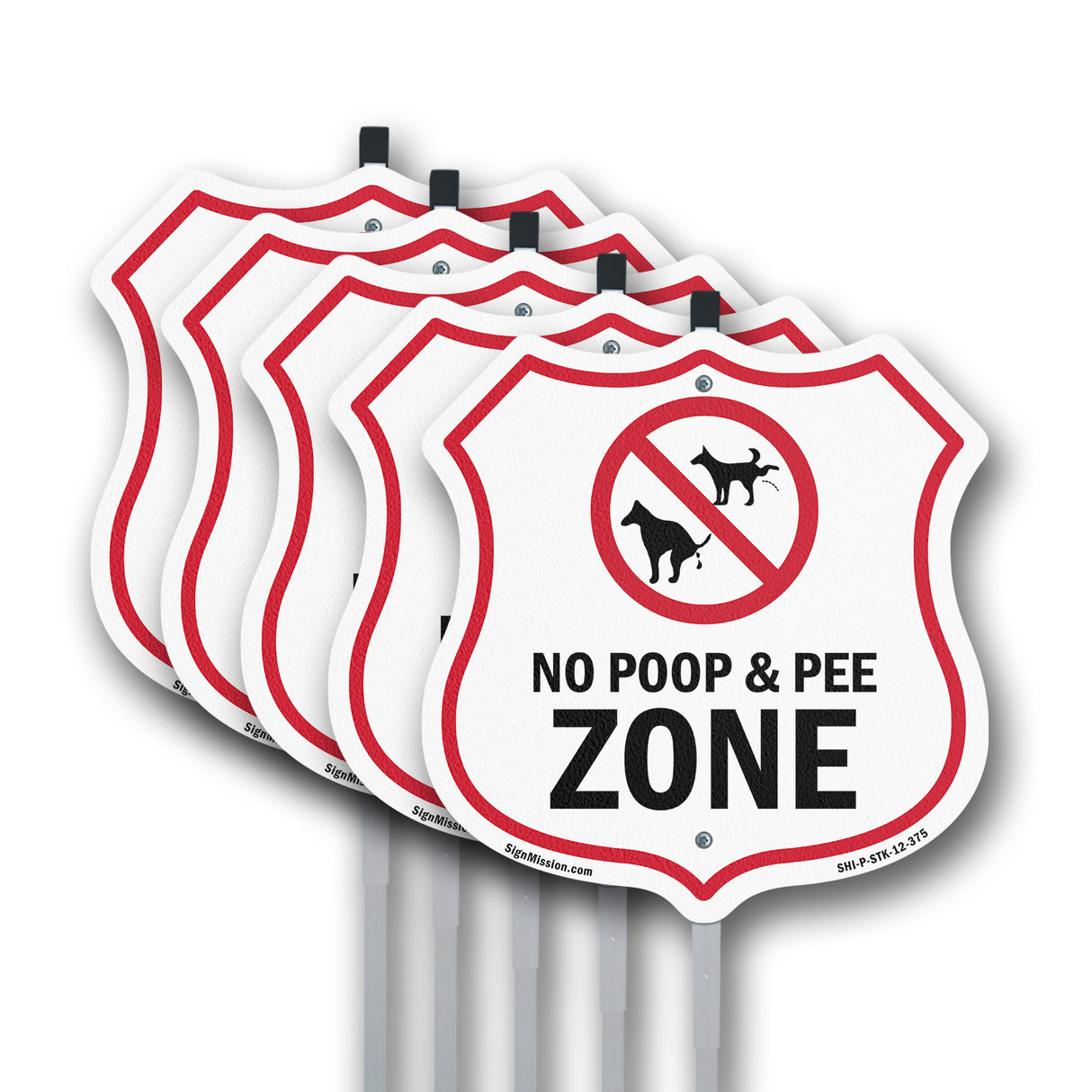 Dog Poop Shield Sign No Poop & Pee Zone