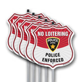 No Loitering Shield Sign Police Enforced. Police Department