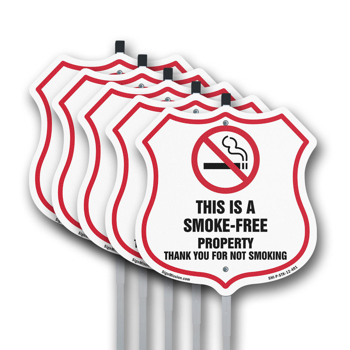 No Smoking Shield Sign This Is A Smoke Free Property Thank You For Not Smoking
