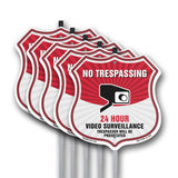 No Trespassing Shield Sign 24 Hour Video Surveillance Trespassers Will Be Prosecuted