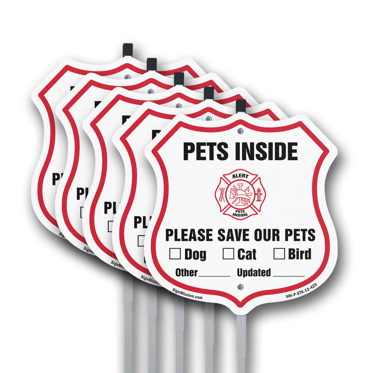 Pets Inside Shield Sign Alert Please Save Our Pets