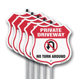Private Driveway Shield Sign No Turn Around