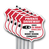 Private Driveway Shield Sign Under 24 Hour Video Surveillance By Night Vision Cameras