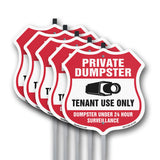 Private Dumpster Shield Sign Tenant Use Only Dumpster Under 24 Hour Surveillance