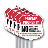 Private Property Shield Label Set No Soliciting Loitering Trespassing All Offenders Will Be Prosecuted To The Full Extent Of Law