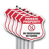 Private Property Shield Sign No Trespassing No Fishing
