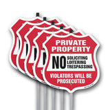 Private Property Shield Sign No Soliciting Loitering Trespassing. Violators Will Be Prosecuted