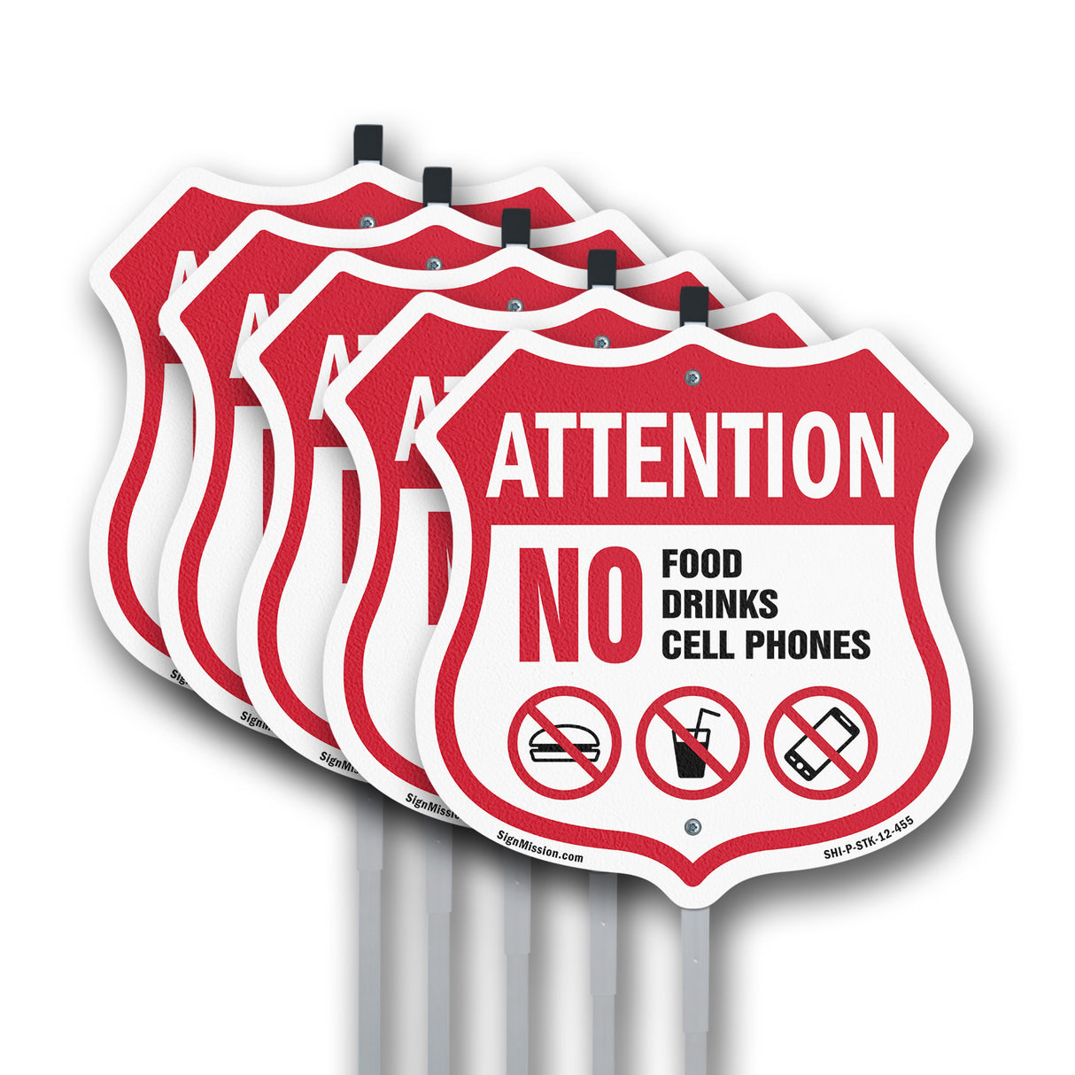 Property Shield Sign No Food No Drinks No Cell Phone