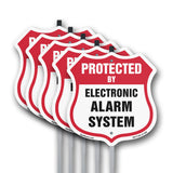 Security Alarm Shield Sign Protected By Electronic Alarm System