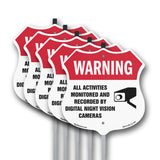 Video Surveillance Shield Label Set Warning All Activities Monitored And Recorded By Digital Night Vision Cameras