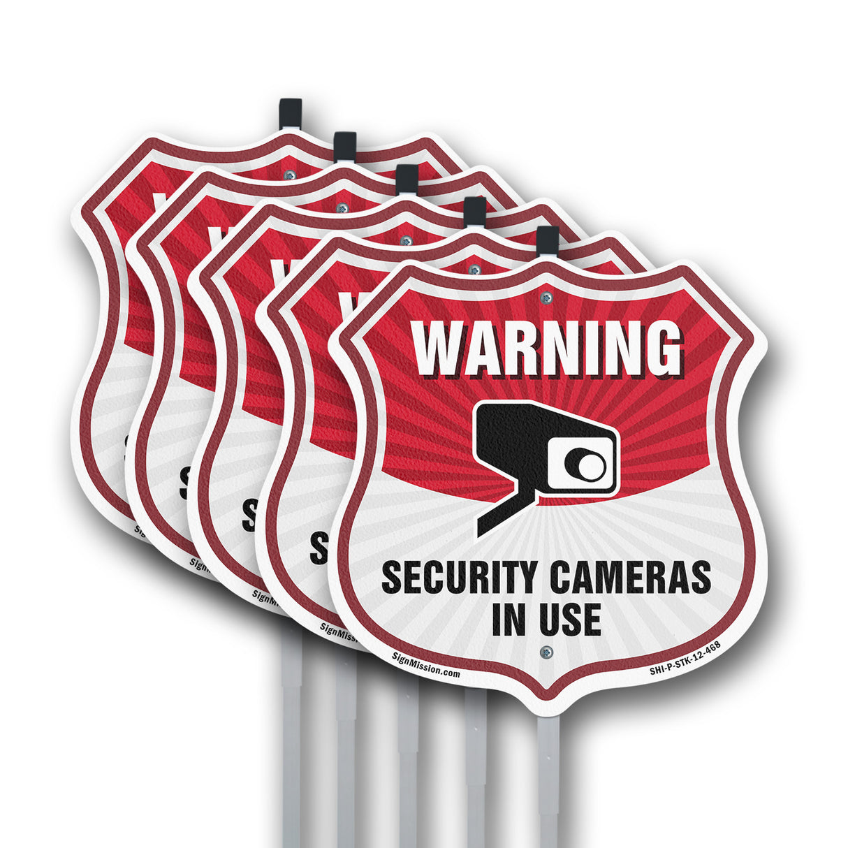 Video Surveillance Shield Sign Warning Security Cameras In Use