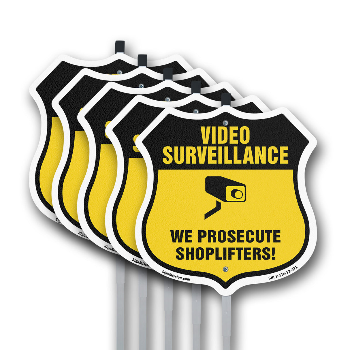 Video Surveillance Shield Sign We Prosecute Shoplifters!