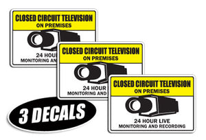 3 PACK -VIDEO SURVEILLANCE CCTV DECALS sticker decal video closed circuit camera