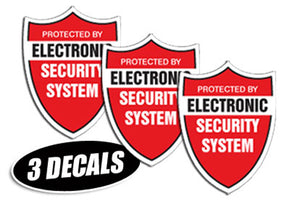 3 PACK - SECURITY SYSTEM DECALS sticker decal video warning cctv camera alarm