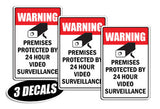 3 PACK - VIDEO SURVEILLANCE DECALS sticker decal video warning cctv camera