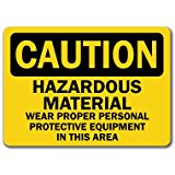 Caution Sign - Hazardous Material Area Wear Protective Equip