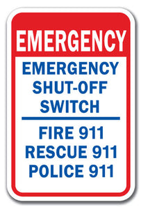 Emergency Shut-Off Switch Fire 911 Rescue 911 Police 911
