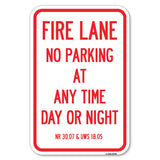 Wisconsin Fire Lane No Parking at Anytime Day or Night