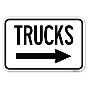 Trucks Sign Trucks (With Right Arrow)