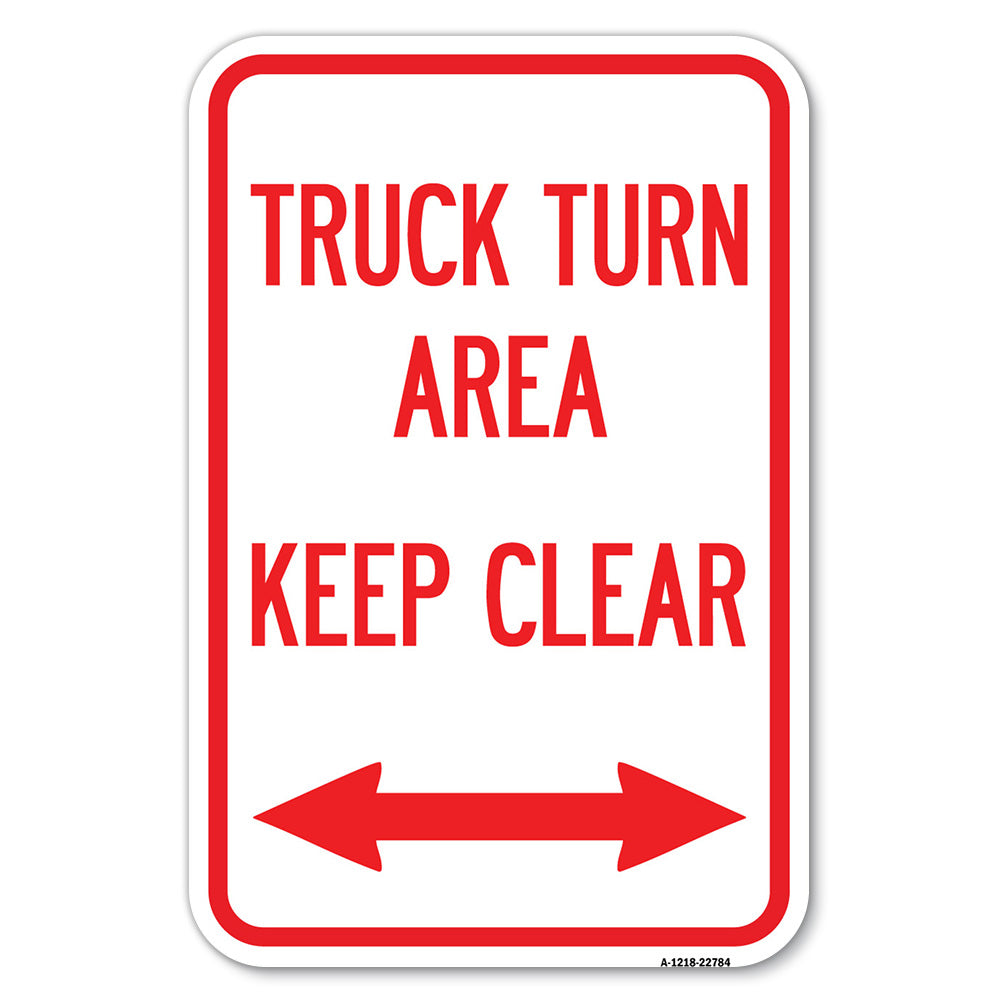 Truck Turn Area, Keep Clear (With Bidirectional Arrow)
