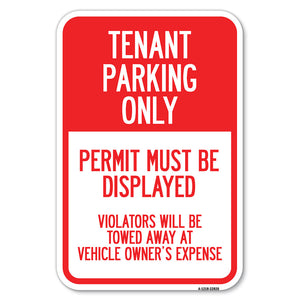 Tenant Parking Only, Display Permit, Violators Towed at Owner Expense