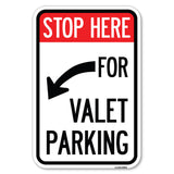 Stop Here for Valet Parking (Left Arrow)