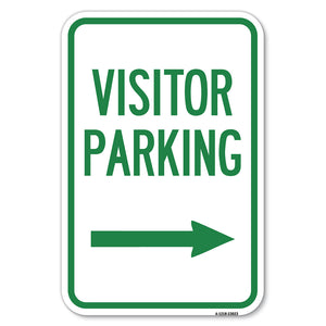 Reserved Parking Sign Visitor Parking (Arrow Pointing Right)