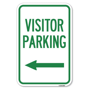 Reserved Parking Sign Visitor Parking (Arrow Pointing Left)