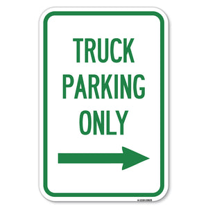 Reserved Parking Sign Truck Parking Only with Right Arrow