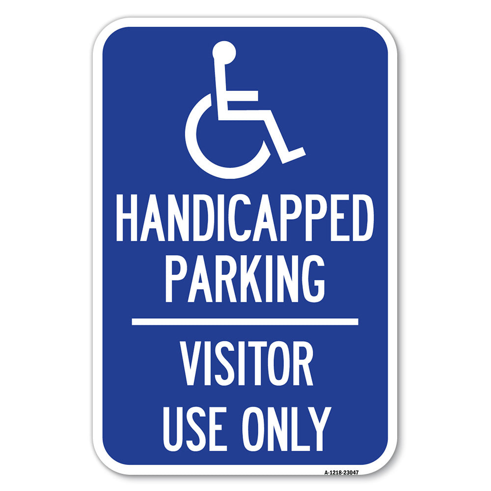 Reserved Parking Sign Handicapped Parking, Visitor Use Only with Graphic