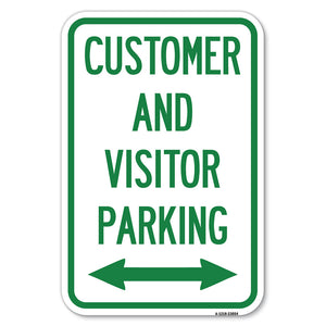 Reserved Parking Sign Customer and Visitor Parking (Bidirectional Arrow)