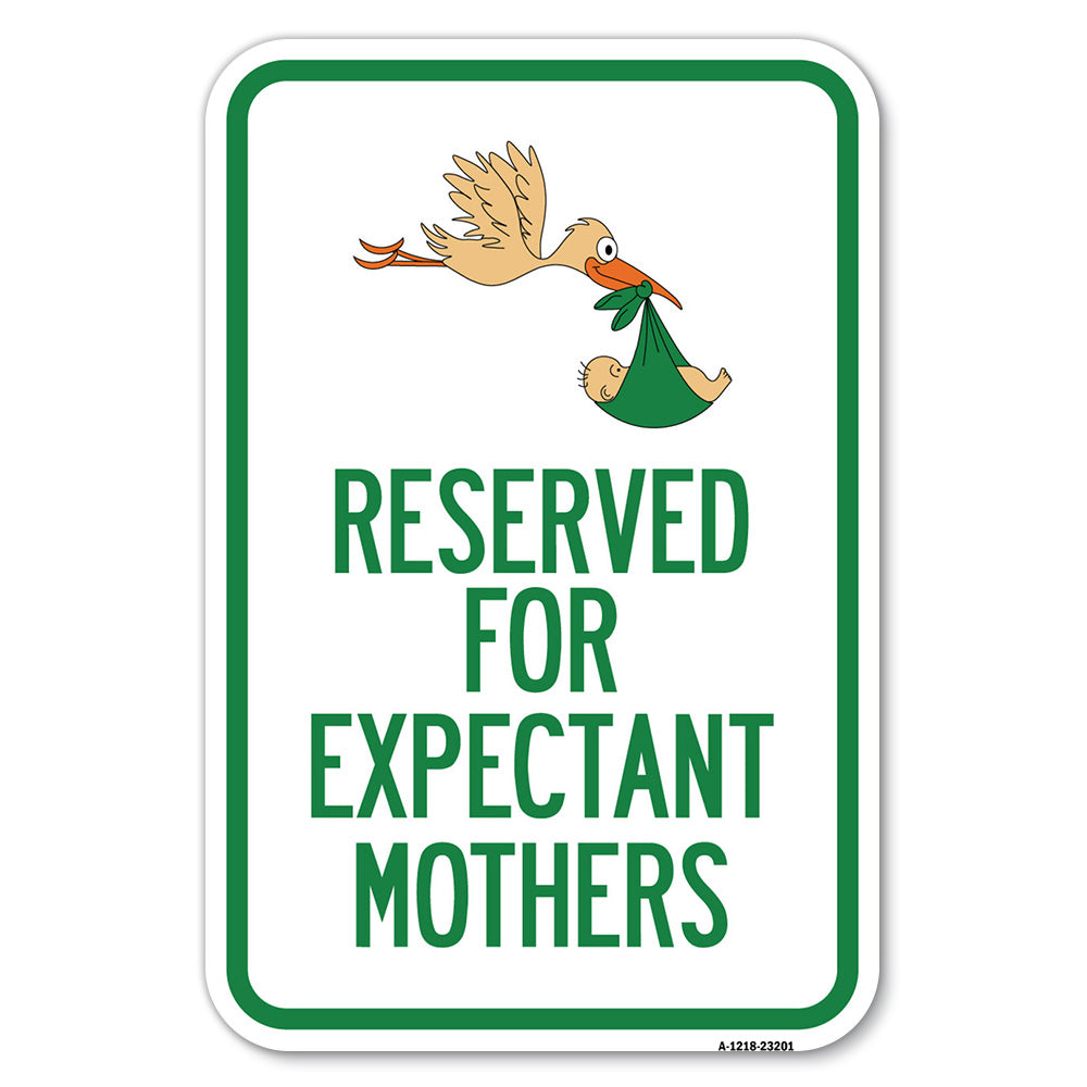 Reserved for Expectant Mothers (With Stork & Baby Graphic)