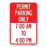 Permit Parking Only 7-00 Am to 4-00 Pm