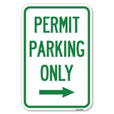 Permit Parking Only (With Right Arrow)