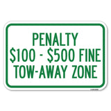 Penalty $100-$500 Fine Tow-Away Zone
