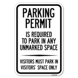 Parking Permit Is Required to Park in ANY Unmarked Space - Visitors Must Park in Visitors' Space Only