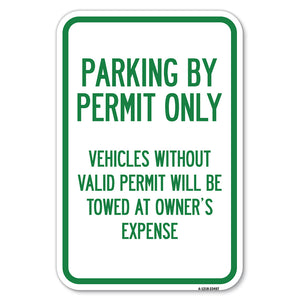 Parking by Permit Only Vehicles Without Valid Permit Will Be Towed at Owner's Expense