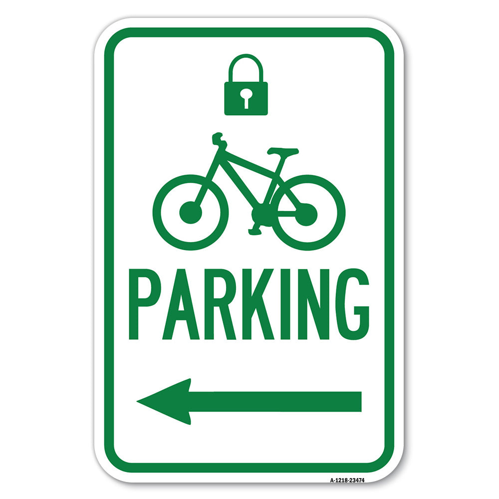 Parking (With Lock, Cycle & Left Arrow Symbol)