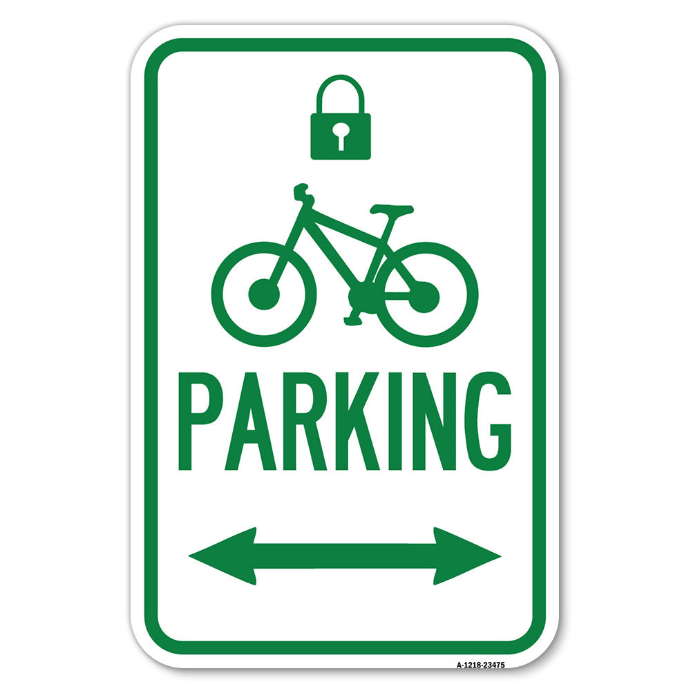 Parking (With Lock, Cycle & Bidirectional Arrow Symbol)