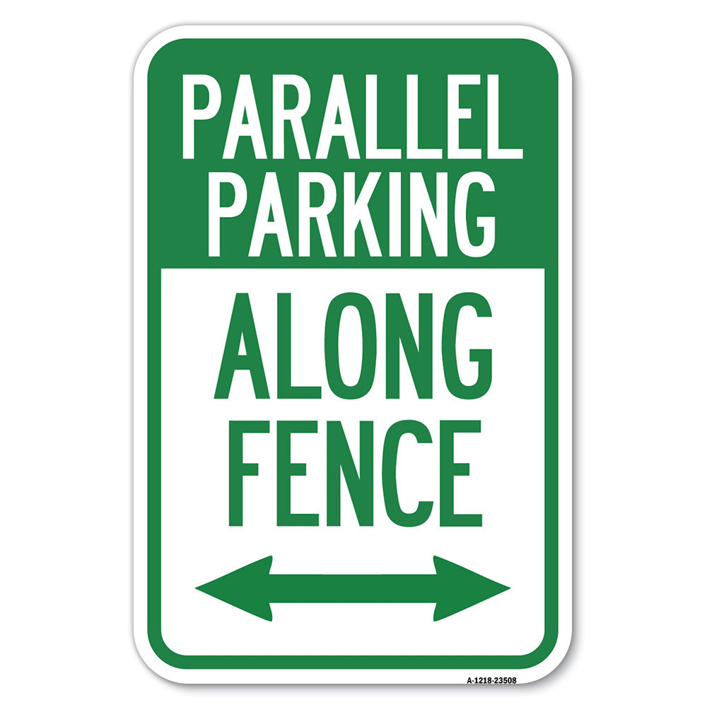 Parallel Parking - Along Fence (With Bidirectional Arrow)