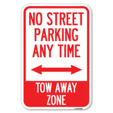 No Street Parking Anytime Tow Away Zone (With Bidirectional Arrow)