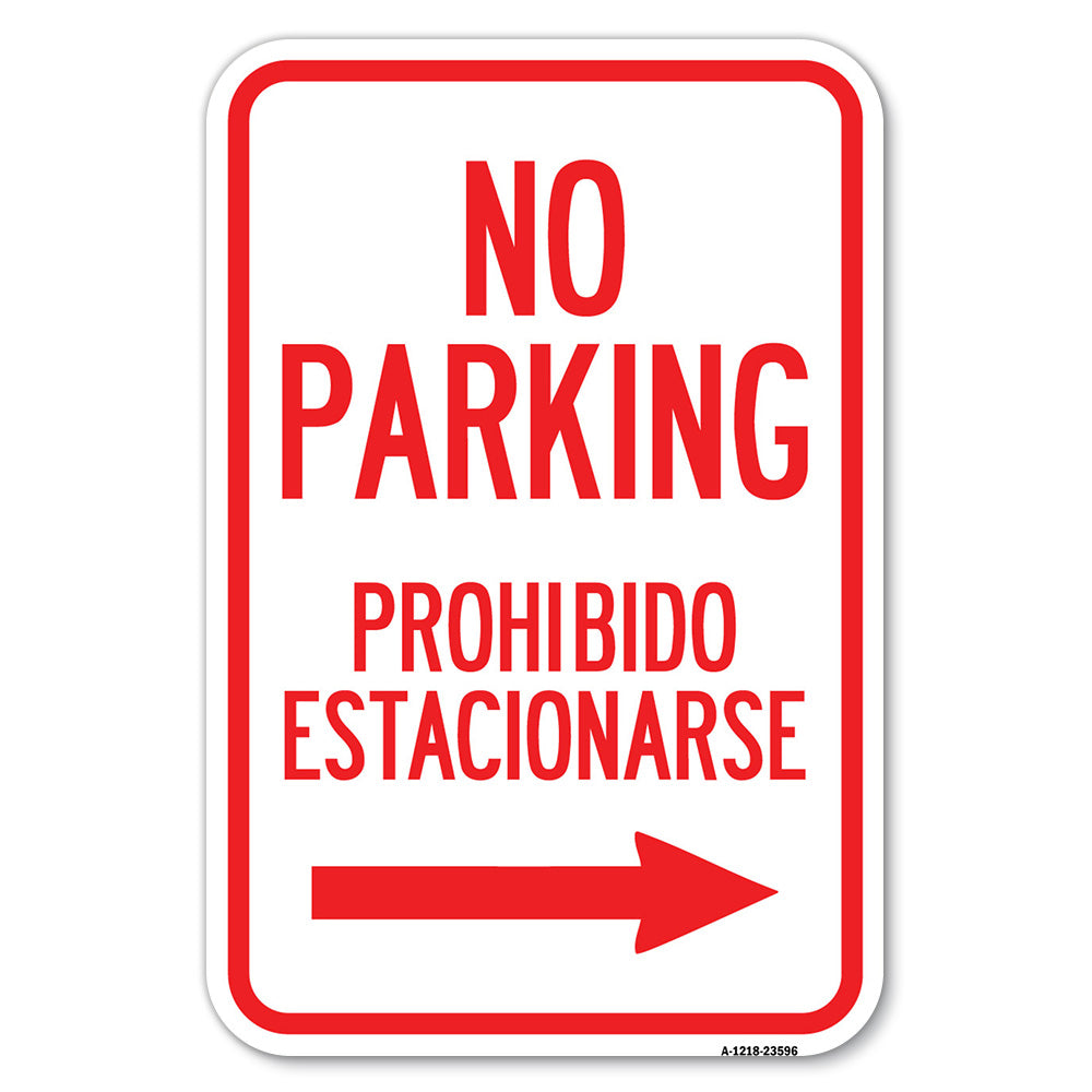 No Parking Prohibido Estacionarse (With Left Arrow)