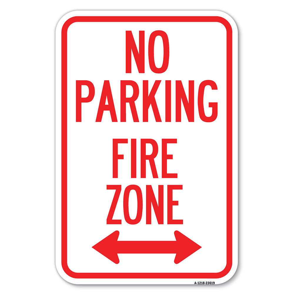 No Parking, Fire Zone with Bidirectional Arrow