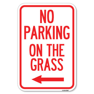 No Parking on the Grass with Left Arrow