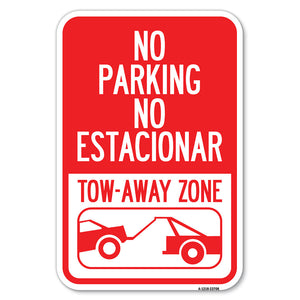 No Parking No Estacionar Tow Away Zone (With Graphic) Directional Arrow) Tacionamiento Zona De Cargamento