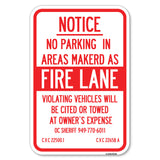 No Parking in Areas Marked as Fire Lane, CVC Section 22500.1 and 22658 A