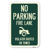 No Parking Fire Lane (With Graphic) Violators Booted or Towed